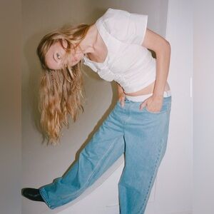 Thakoon Smocked Waist Wide Leg Denim Sz 4 $325